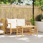vidaXL Salon de jardin 2 Pièces avec coussins bambou