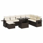 vidaXL Salon de jardin avec coussins 9 Pièces marron résine tressée