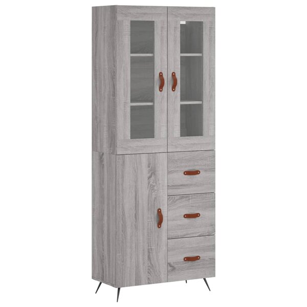 vidaXL Buffet haut Sonoma gris 69 5x34x180 cm Bois d'ingénierie