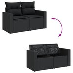 vidaXL Salon de jardin 6 Pièces avec coussins noir résine tressée