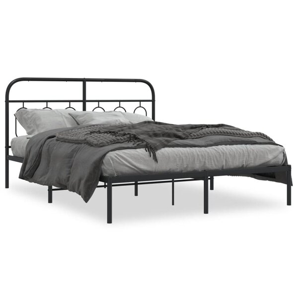 vidaXL Cadre de lit métal sans matelas avec tête de lit noir 140x190cm