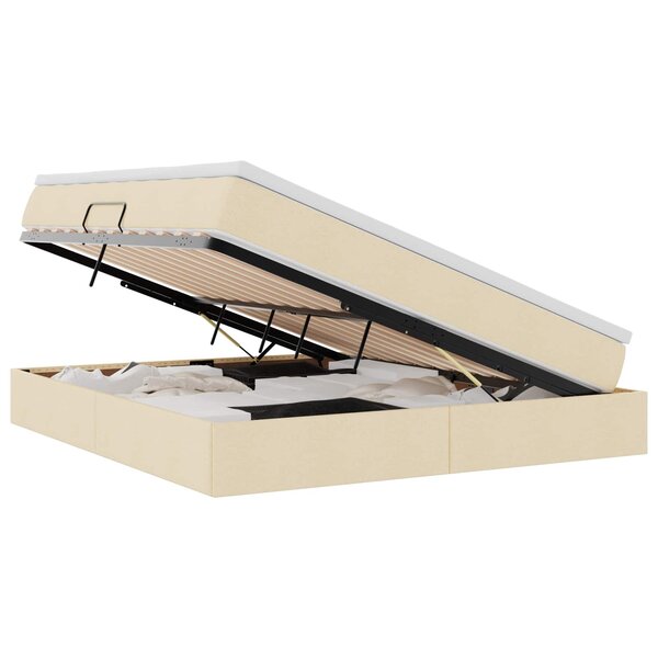vidaXL Lit avec rangement et matelas Crème 180 x 200 cm Polyester