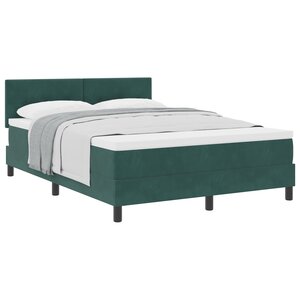 Lit Box Spring vidaXL avec Matelas Vert Foncé 140x200 cm Velours