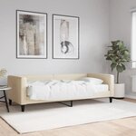 vidaXL Lit de jour avec matelas crème 90x200 cm tissu
