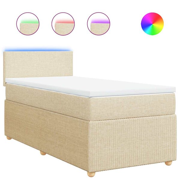 vidaXL Sommier à lattes de lit avec matelas Crème 90x200 cm Tissu