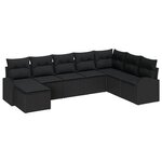 vidaXL Ensemble de canapé de jardin avec coussin 8 Pièces Noir Poly rotin