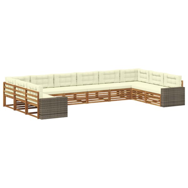 vidaXL Ensembles de canapés avec coussin 10 Pièces Bois d'Acacia Massif