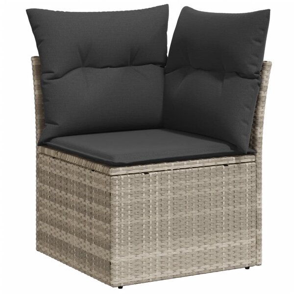 vidaXL Canapé d'angle de jardin et coussins gris clair résine tressée