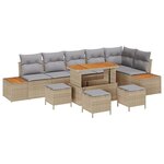 vidaXL Ensemble de canapé de jardin 10 Pièces Beige Poly rotin