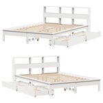 vidaXL Lit bibliothèque sans matelas blanc 150x200 cm bois pin massif