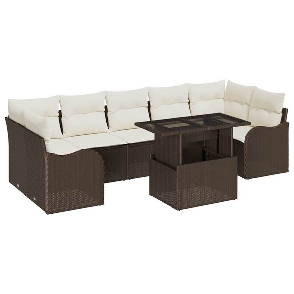 vidaXL Ensemble de canapé de jardin 8 Pièces Marron 100 x 55 x 73 cm