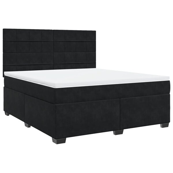 vidaXL Sommier à lattes de lit avec matelas Noir 180x200 cm Velours