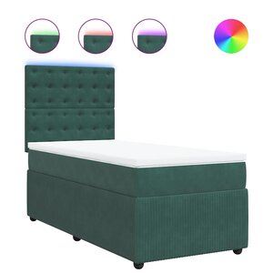 vidaXL Sommier à lattes de lit avec matelas Vert foncé 90x190 cm