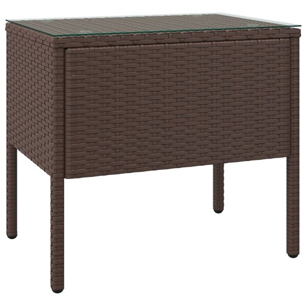 vidaXL Table d'appoint marron 53x37x48 cm poly rotin et verre trempé