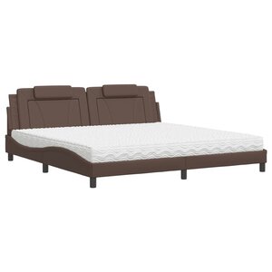 vidaXL Lit Viana avec matelas marron 200x200 cm similicuir