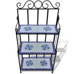 vidaXL Support pour plantes Mosaïque bleu et blanc