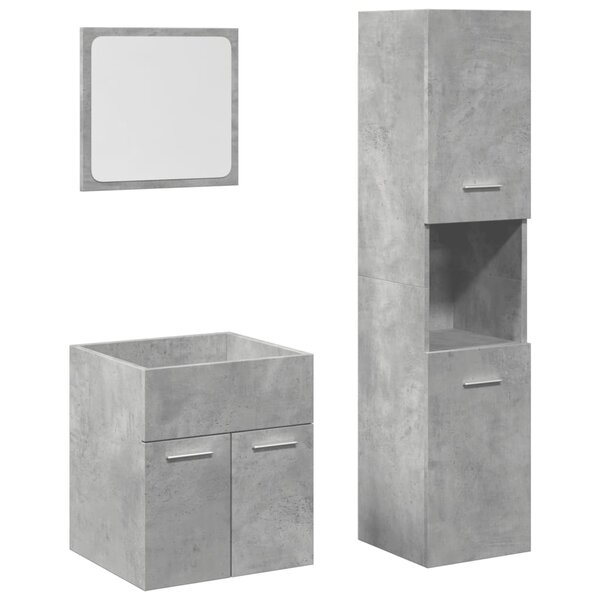 vidaXL Ensemble de meubles de salle de bain 3 Pièces gris béton