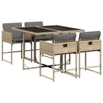 vidaXL Ensemble à manger de jardin coussins 5 Pièces mélange beige rotin