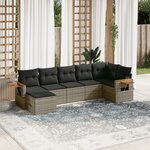 vidaXL Salon de jardin avec coussins 7 Pièces gris résine tressée
