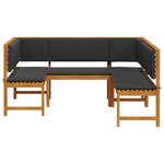 Set de jardin 3 pièces avec coussins en acacia massif