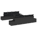 vidaXL Ensemble de canapé de jardin 7 pièces avec coussins en poly rattan noir
