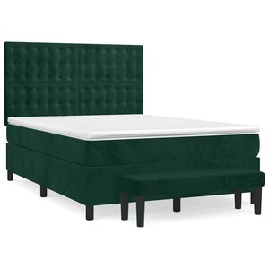 vidaXL Sommier à lattes de lit et matelas Vert foncé 140x200cm Velours