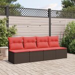 vidaXL Canapé de jardin avec coussins 4 places en résine tressée marron