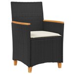 vidaXL Chaises de jardin coussins lot de 2 noir résine tressée et bois