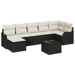 Ensemble de canapé de jardin 7 pièces avec coussins en rattan synthétique marron