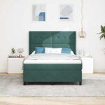 vidaXL Lit à ressorts avec bandes LED Vert foncé 140 x 200 cm Velours