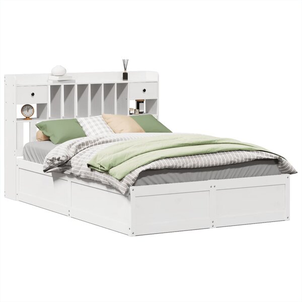vidaXL Cadre de lit sans matelas blanc 140x190 cm bois de pin massif