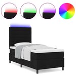 vidaXL Lit à ressorts avec matelas et LED - Noir - 100 x 200 cm - Tissu