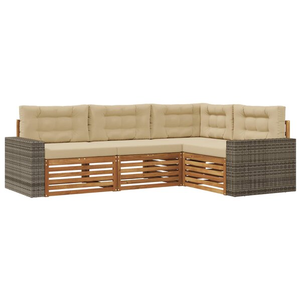 vidaXL Ensemble de canapés d'extérieur 4 pc Naturel et Beige Polyester