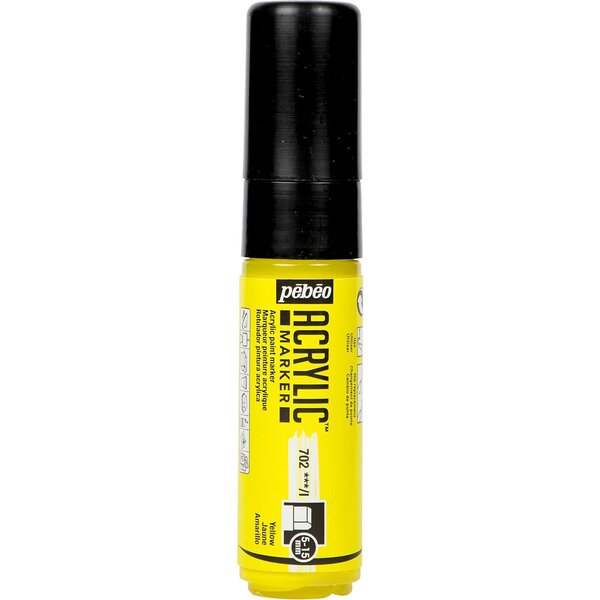 Marqueur Acrylique Pointe Biseautée 5-15mm Jaune PÉBÉO