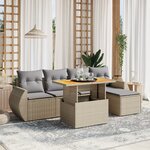 vidaXL Salon de jardin avec coussins 6 Pièces beige résine tressée