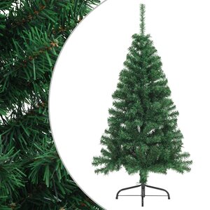 vidaXL Sapin de Noël artificiel moitié avec support vert 120 cm PVC