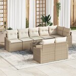 vidaXL Ensemble de salon de jardin 9 pièces avec coussins en poly rotin marron