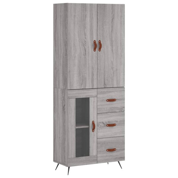 vidaXL Buffet haut Sonoma gris 69 5x34x180 cm Bois d'ingénierie