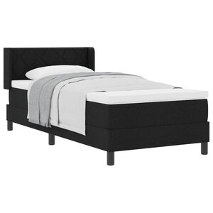 vidaXL Lit à ressorts avec matelas Noir 190 x 90 cm Polyester