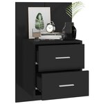 vidaXL Table de chevet murale Noir