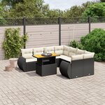 vidaXL Salon de jardin 9 Pièces avec coussins noir résine tressée