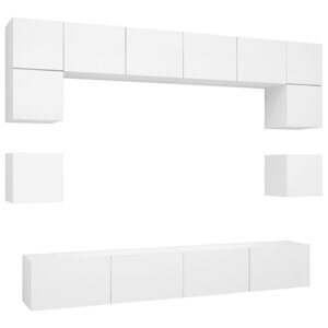 vidaXL Ensemble de meubles TV 8 Pièces Blanc Bois d'ingénierie