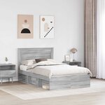 vidaXL Cadre de lit avec tiroir Gris Sonoma 135 x 190 cm Pin massif