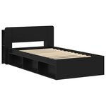 vidaXL Cadre de lit avec rangement Noir 100 x 200 cm Bois d'ingénierie