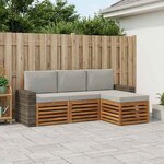 vidaXL Ensemble de canapés d'extérieur 4 pc Naturel et gris clair