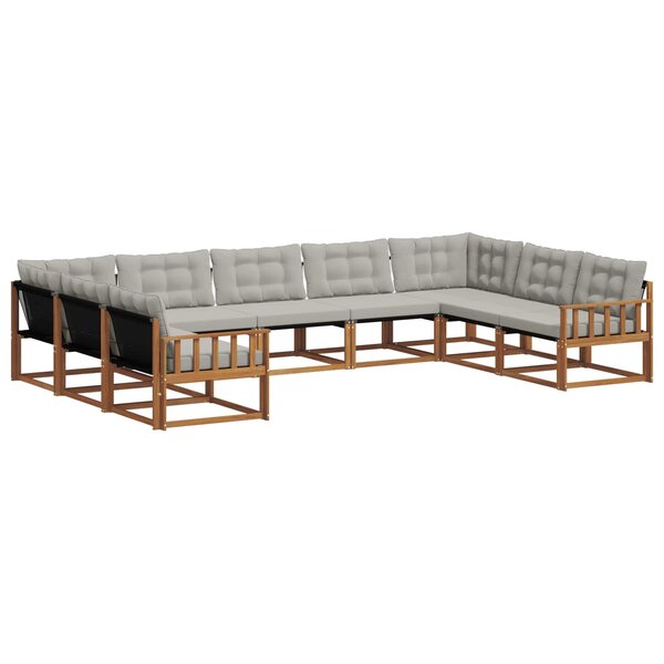 vidaXL Ensemble de canapés d'extérieur 9 pc Gris Naturel et Clair