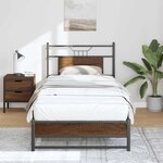 vidaXL Cadre de lit sans matelas chêne marron 75x190cm bois ingénierie