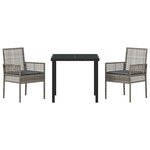 vidaXL Ensemble de salle à manger pour jardin 3 Pièces Gris Poly rotin