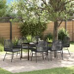vidaXL Ensemble de salle à manger de jardin 7 pièces avec coussins noir poly rattan