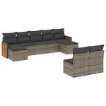 vidaXL Salon de jardin 9 Pièces avec coussins gris résine tressée